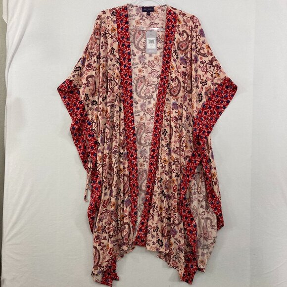 New Artesia size XL/XXL Paisley Floral Boho Open Front Long Kimono Duster - Picture 1 of 9